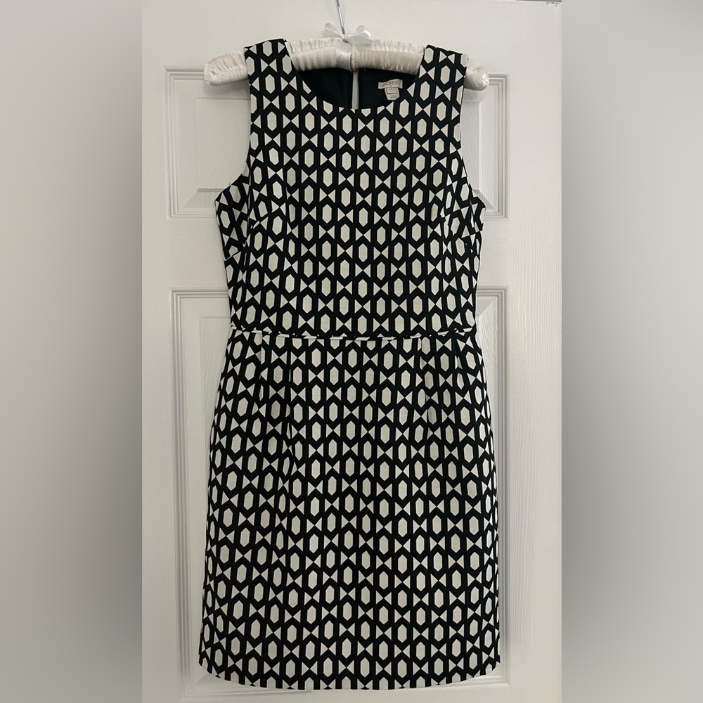 J. Crew Black and White A-Line Midi Dress